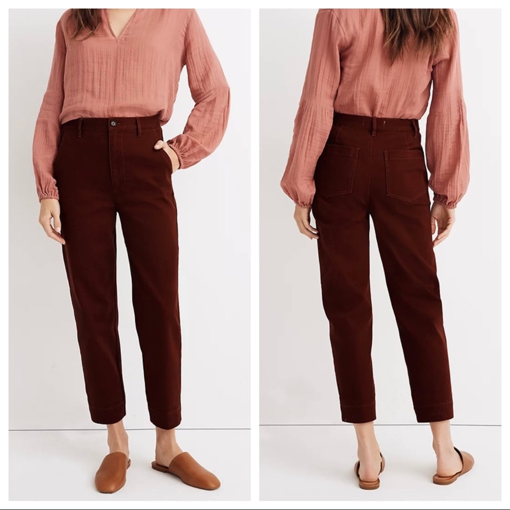 LAST CALL BEFORE DONATION: madewell - tapered pants wide leg high-rise burgundy